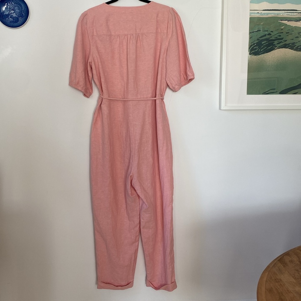 Madewell Linen-Blend Puff-Sleeve Tassel-Tie Jumpsuit - Picture 10 of 12
